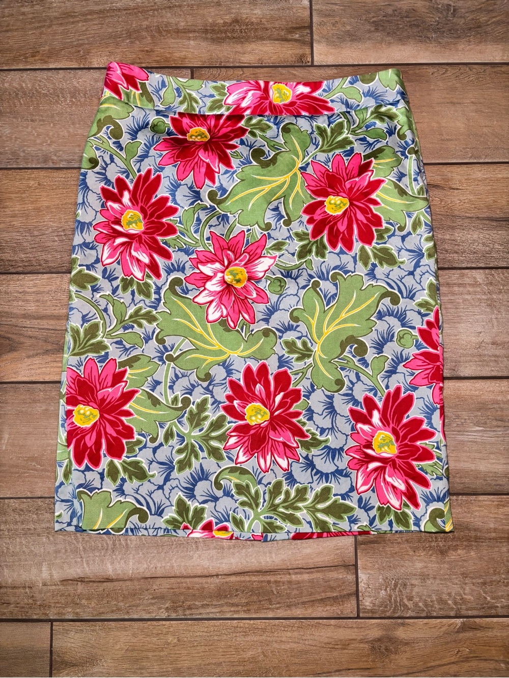 Talbots Pink & Green Floral Pencil Skirt